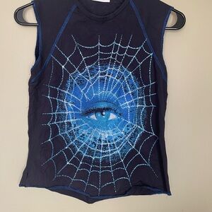 Parachute London Black and Blue Eye Web Tank Top